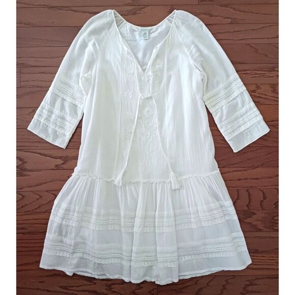 Sundance White Aleta Embroidered Mini Shift Dress Small - Picture 3 of 9